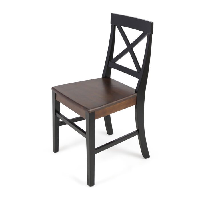 Roshan Farmhouse Acacia Wood Dining Chairs, Black / Walnut (Set of 2) - Image 5
