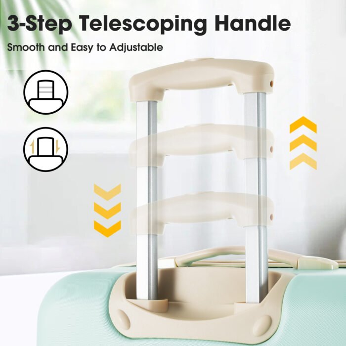 Light Green 3 Piece Luggage Set Hardside Spinner Suitcase (20/24/28) - Image 6