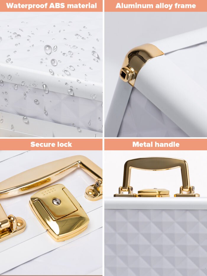 Portable makeup case with LED mirror and brush holder - Image 18