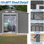 Outdoor tool storage shed with metal foundation and lockable door (10X8FT) - Image 7