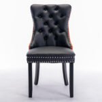 Tufted Solid Wood Contemporary PU and Velvet Upholstered Dining Chair (Set of 2) - Image 6