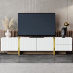 Luxury Fluted TV Stand for TVs Modern Entertainment Center (Up to 80'') - Image 3