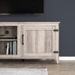 TV Stand Storage Media Console Entertainment Center With Two Doors, Grey Walnut - Image 6