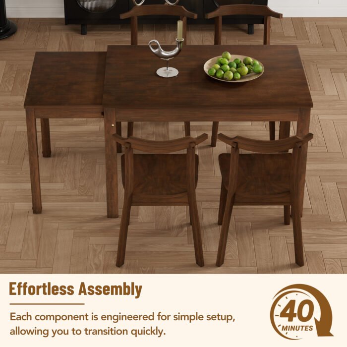 5 piece dining table set with expandable table and wheels - Image 4