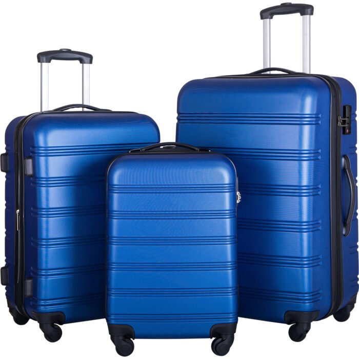 Blue 3 Piece Luggage Set Hardside Spinner Suitcase with TSA Lock (20/24/28) - Image 9