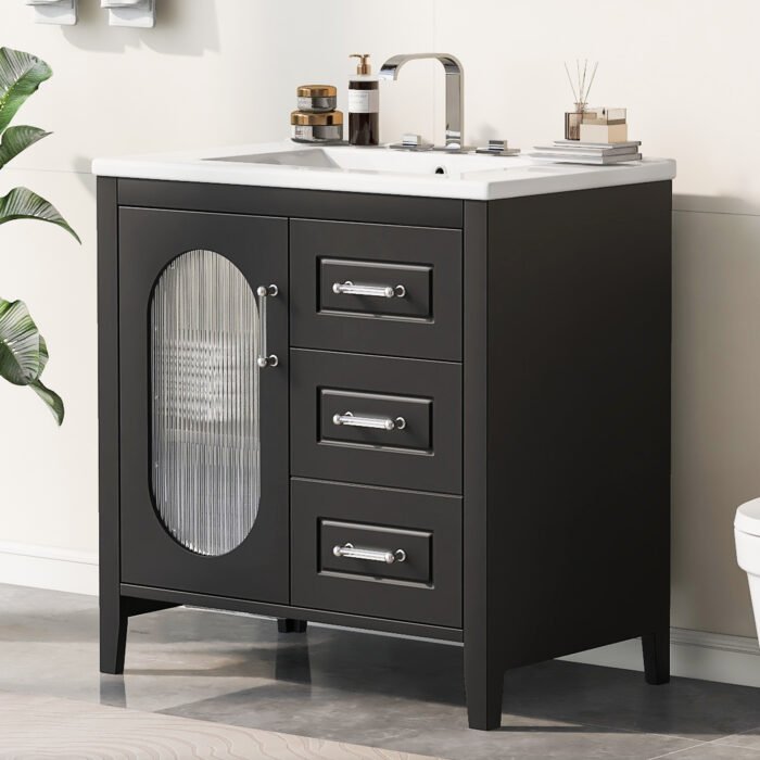 Bathroom Vanity with Sink with Two Drawers and Door - Image 5