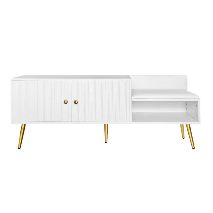 Modern Shoe Cabinet with Hidden Storage and Upholstered Cushions - Image 12