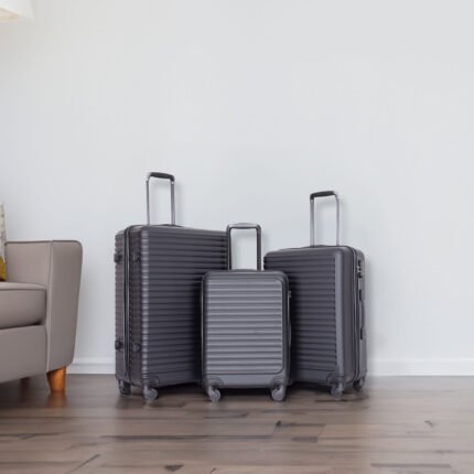 3 Piece Luggage Set with ABS Lightweight Suitcase with Two Hooks (20/24/28)