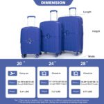 3 Piece Set Hardshell PP Luggage Sets Lightweight with TSA Lock (20/24/28) Navy - Image 2