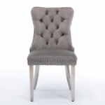 High end tufted solid wooden velvet dining chair (set of 2) - Image 7