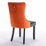 Tufted Solid Wood Contemporary PU and Velvet Upholstered Dining Chair (Set of 2) - Image 8