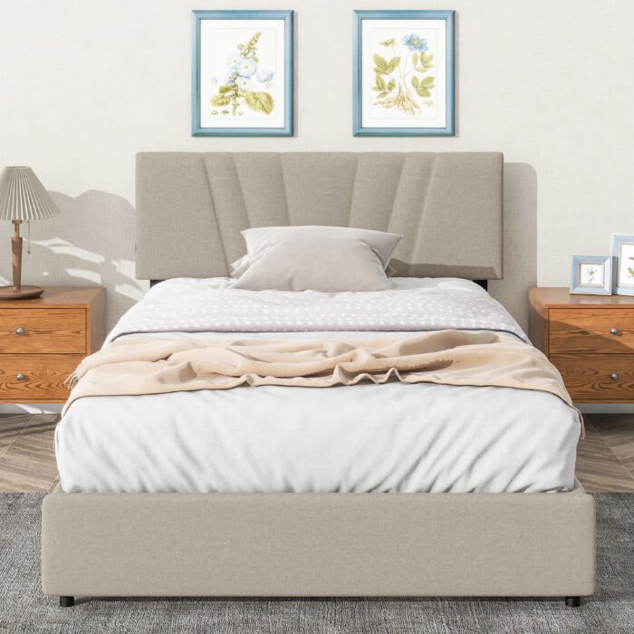 Full Size Upholstered Platform Bed with Lifting Storage and Tufted Headboard - Image 2