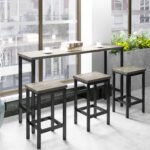 Height Extra Long Bar Table Set with 3 Stools and Footrest - Image 3