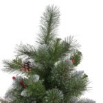 9' Glitter Bristle Mixed Hinged Tree with 72 Red Berry and 73 Pine Cones - Image 8