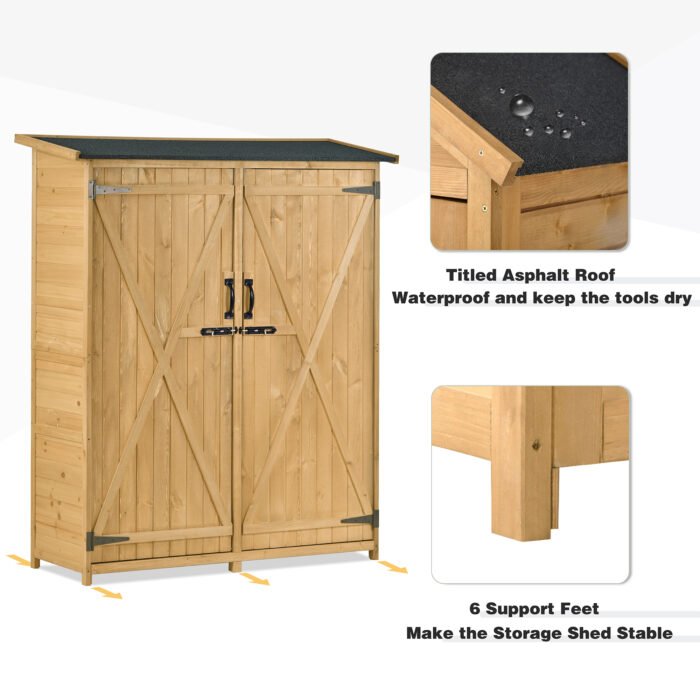 Outdoor Wooden Storage Shed with Waterproof Asphalt Roof - Image 6