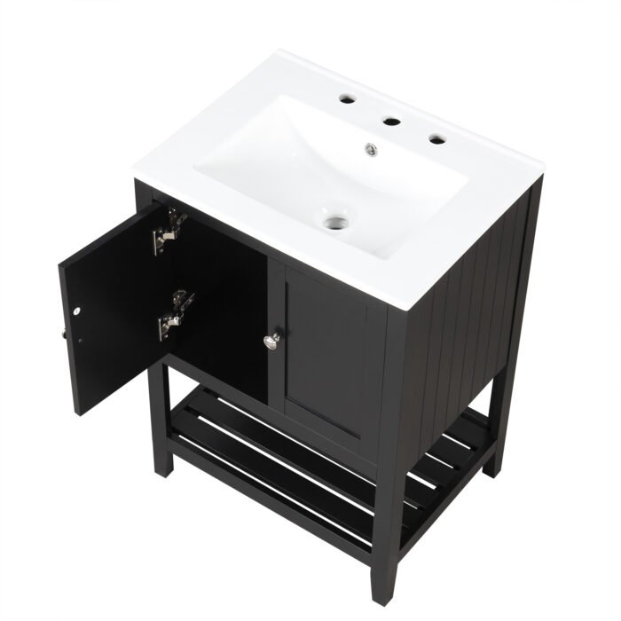 Bathroom Vanity Ceramic Sink with Solid Wood Frame - Image 17