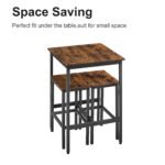 Bar Table Set with 2 Bar Chairs Industrial Style Brown and Black - Image 7