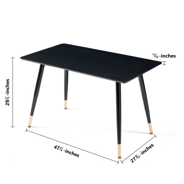 Black Modern Kitchen Dining MDF Table - Image 7