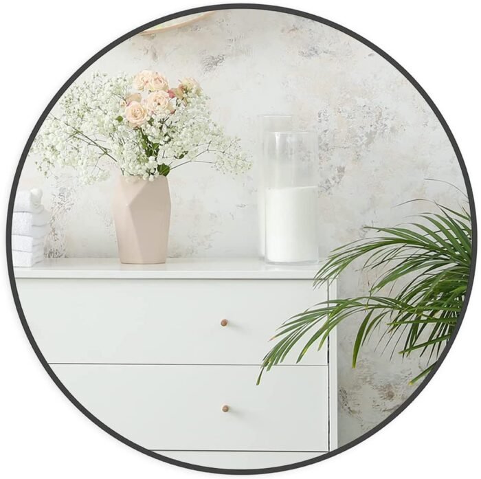 Black Metal Round Mirror (30 Inch) - Image 6