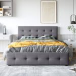Platform Bed with Classic Headboard and 4 Drawers, Queen Size