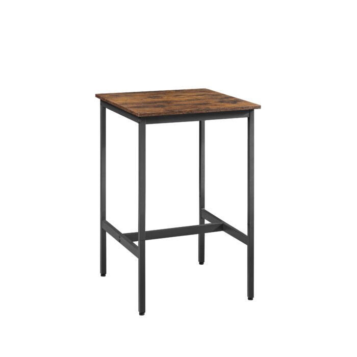 Bar Table Set with 2 Bar Chairs Industrial Style Brown and Black - Image 10