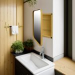 Embedded metal frame medicine cabinet with mirror storage