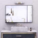 Modern bathroom mirror with storage rack - Image 2