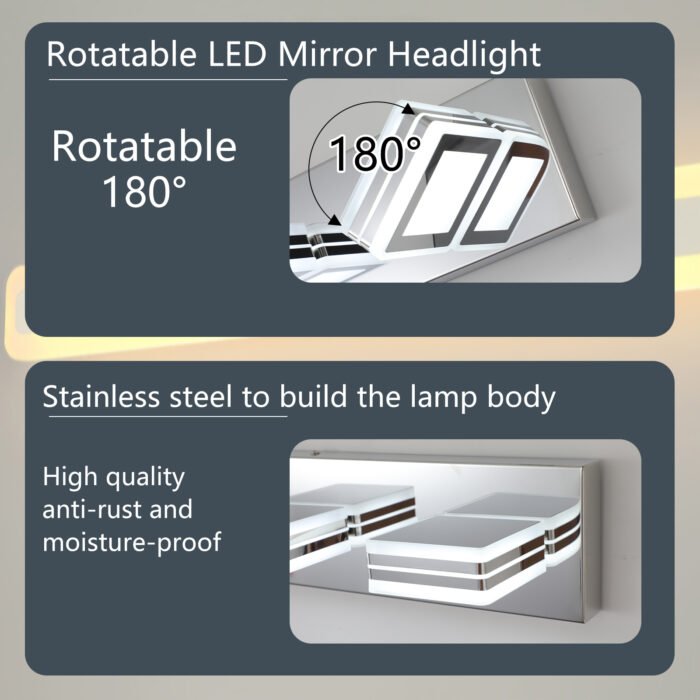 LED Modern Chrome Bathroom Vanity Light (6-Lights) - Image 7