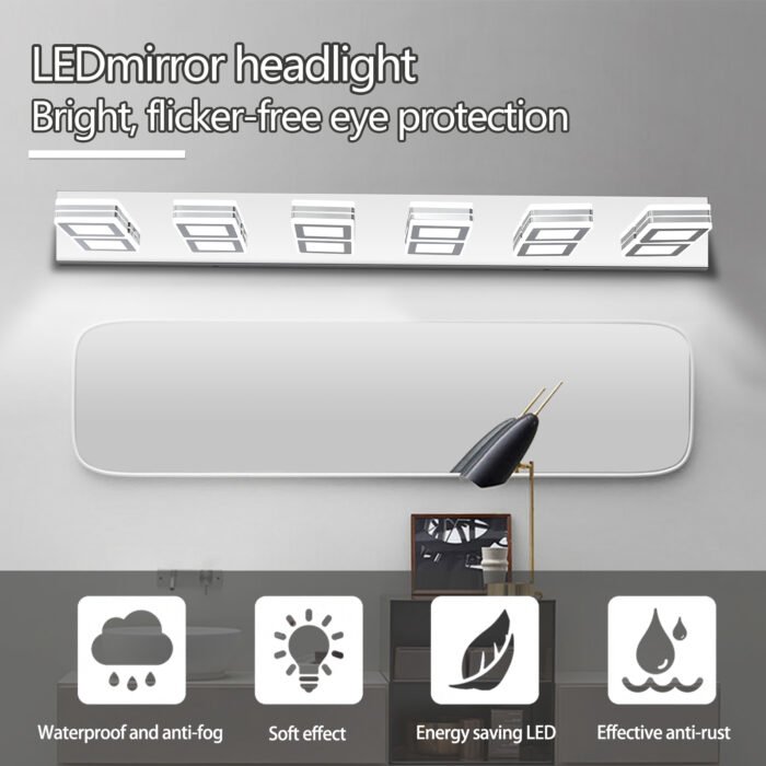 LED Modern Chrome Bathroom Vanity Light (6-Lights) - Image 5
