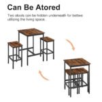 Bar Table Set with 2 Bar Chairs Industrial Style Brown and Black - Image 6