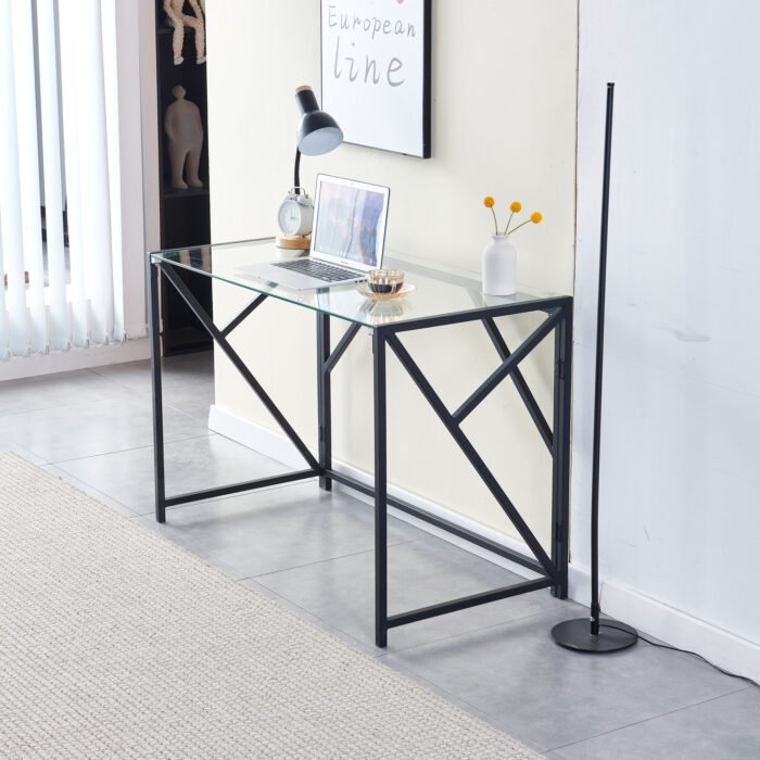 Tempered Clear Glass Computer Desk - Image 4