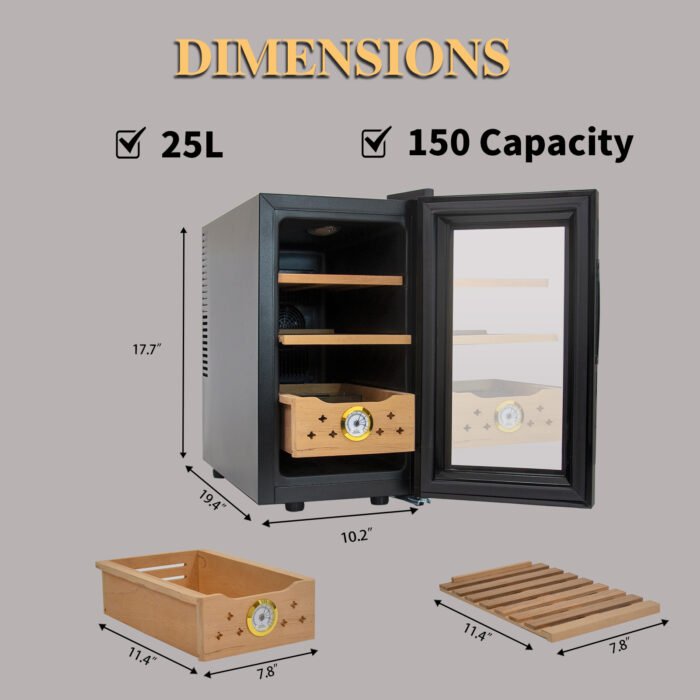 25L Cigar Humidors with Control, 150 Counts Capacity Cigar - Image 3