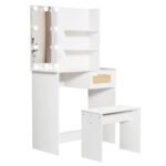 Vanity Desk Set with Stool and LED Lighting - Image 14