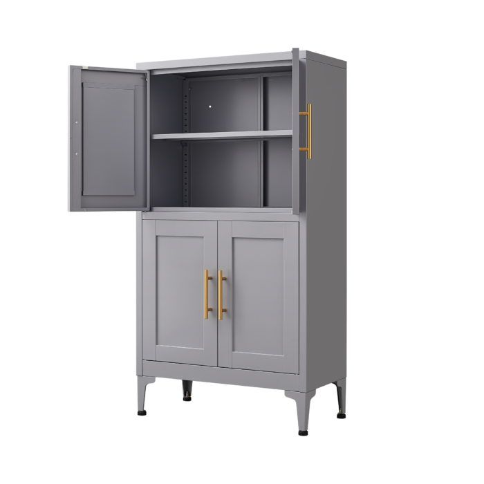 Grey metal kitchen storage cabinet with adjustable shelfs - Image 9