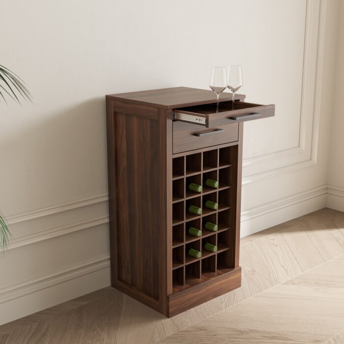 Walnut 28 bottle wine bar cabinet - Image 4