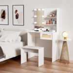 Vanity Desk Set with Stool and LED Lighting - Image 2