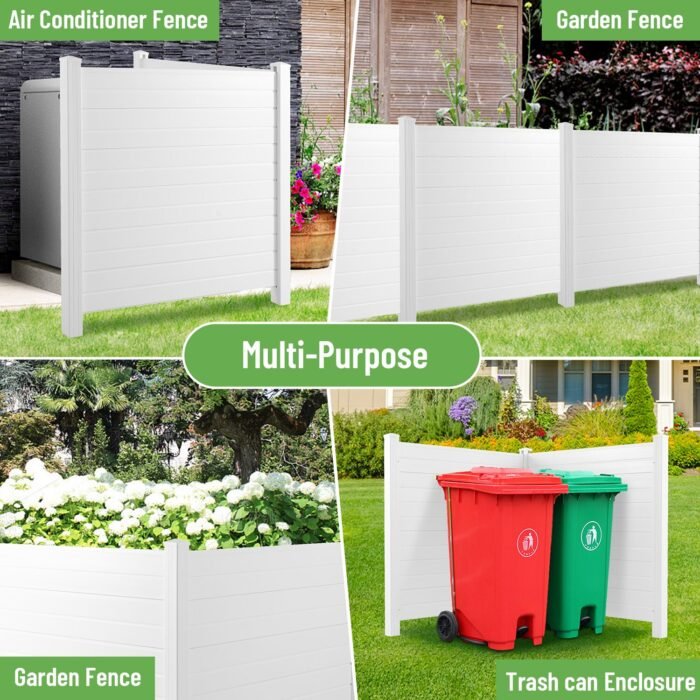 Privacy Fence Panels Kit Air Conditioner Trash Can, white color - Image 4
