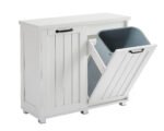 Garbage bin, independent laundry sorting cabinet, white - Image 6