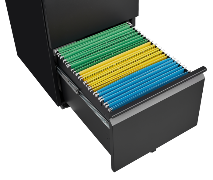 Metal office mobile file cabinet with lock (2 drawer) - Image 3