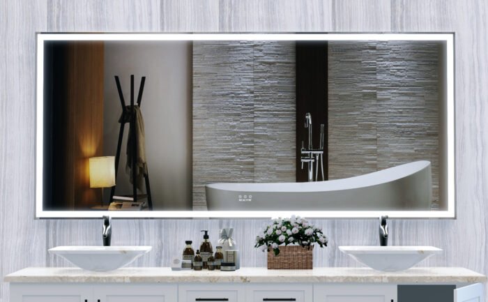 Large LED bathroom wall mounted mirror, with 3 color modes - Image 3