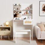 Vanity Desk Set with Stool and LED Lighting - Image 9