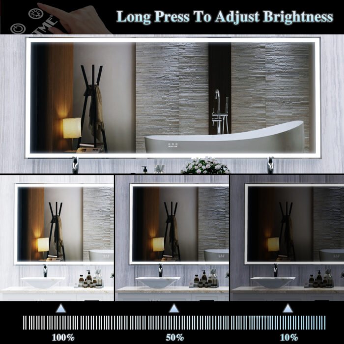 Large LED bathroom wall mounted mirror, with 3 color modes - Image 13
