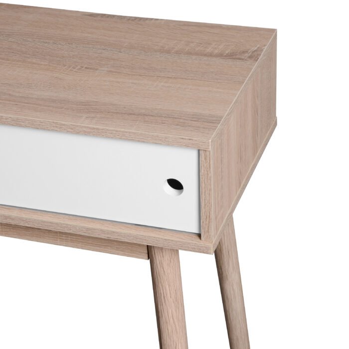 Mid-Century Writing Desk, White Panel Drawers - Image 7