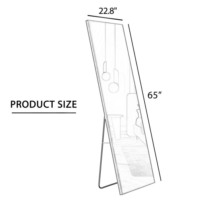 Aluminum alloy metal frame wall mounted full-length mirror black - Image 10