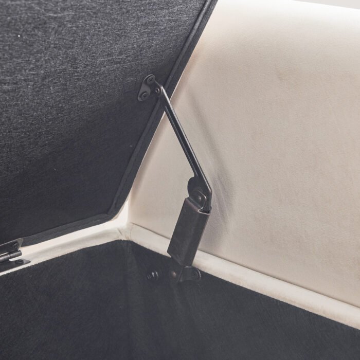 Storage Bench Queen Velvet Button Bedside Bench, Cream White - Image 6