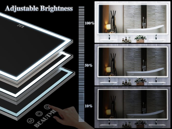 Large LED bathroom wall mounted mirror, with 3 color modes - Image 14