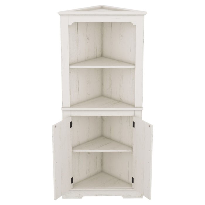 Corner Curio Cabinet with Doors for living room, beige - Image 12
