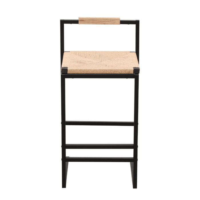 Bar Stools with Back Paper Rope Woven Counter (Set of 2) - Image 8