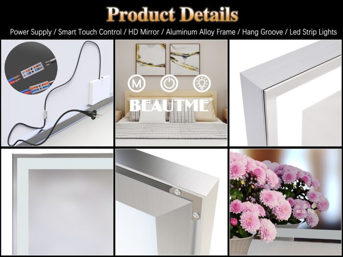 Large LED bathroom wall mounted mirror, with 3 color modes - Image 11