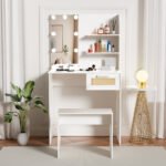 Vanity Desk Set with Stool and LED Lighting - Image 7